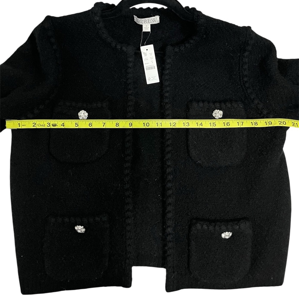 J Crew Odette Black Jacket Sweater Jewel Accents Wool Alpaca Blend Medium NWT - Picture 12 of 14